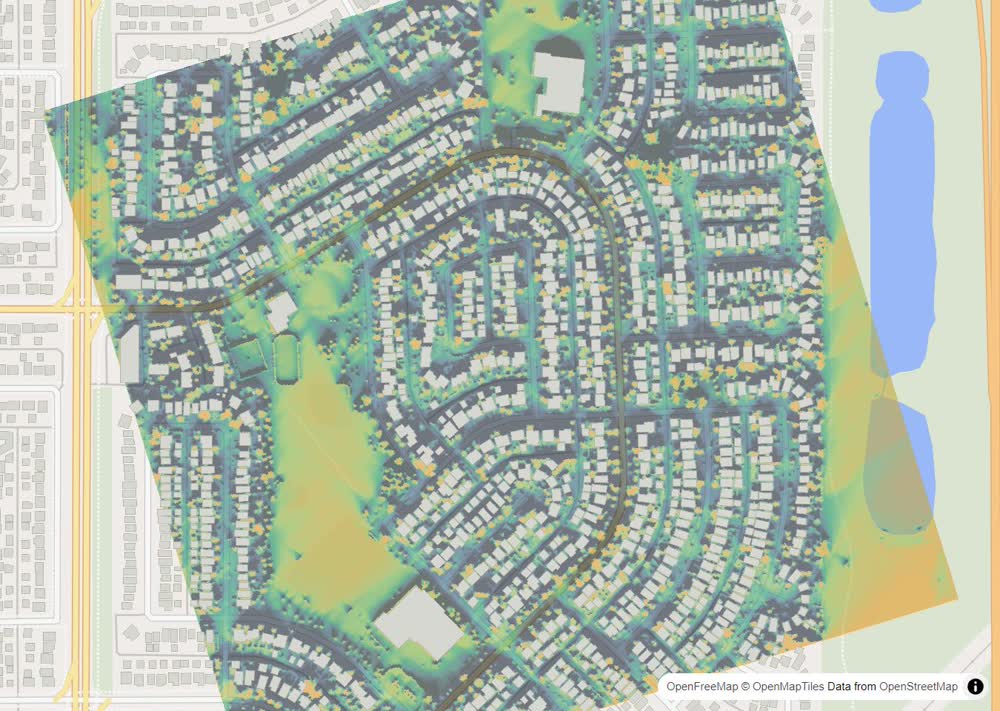 LandMood map of December sun hours in Abbeydale, Calgary, without street names