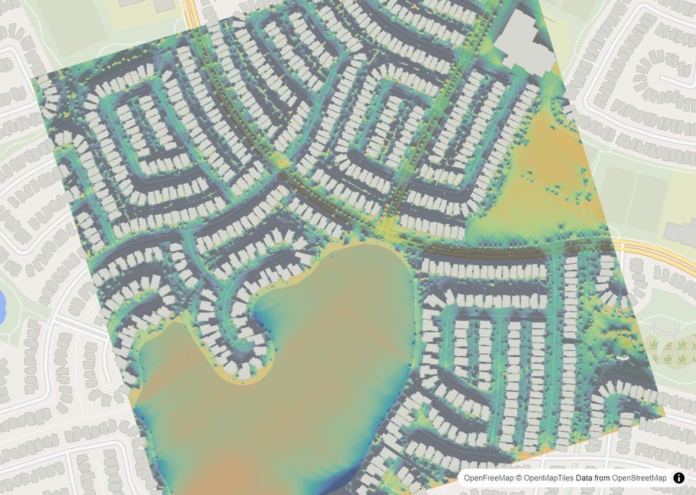 LandMood map of December sun hours in Auburn Bay, Calgary, without street names