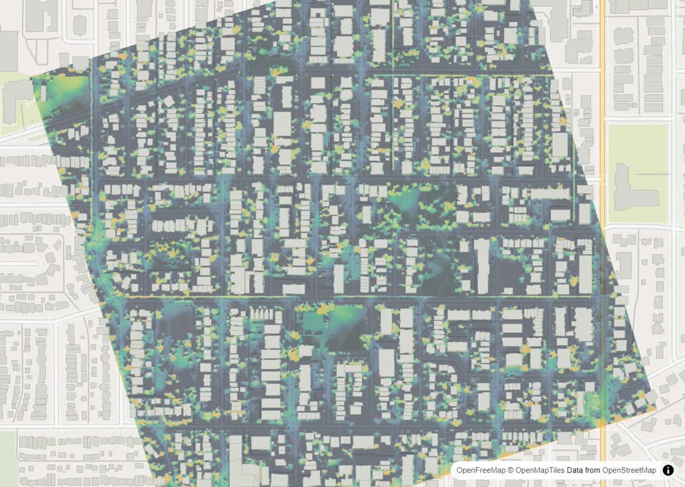 LandMood map of December sun hours in Bankview, Calgary, without street names
