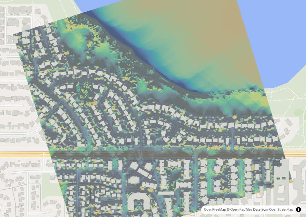 LandMood map of December sun hours in Bayview, Calgary, without street names