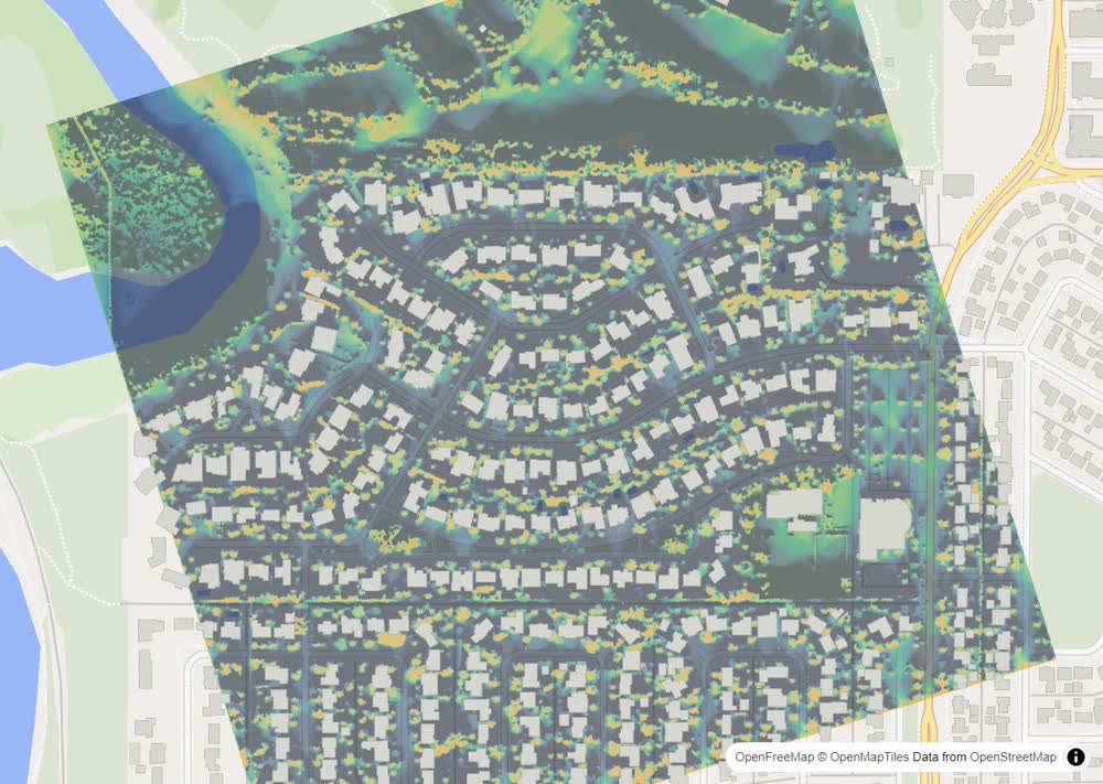 LandMood map of December sun hours in Bel-Aire, Calgary, without street names