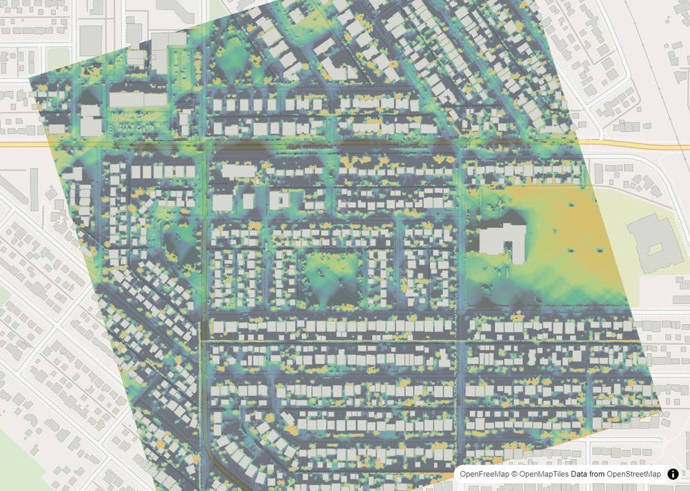 LandMood map of December sun hours in Bowness, Calgary, without street names