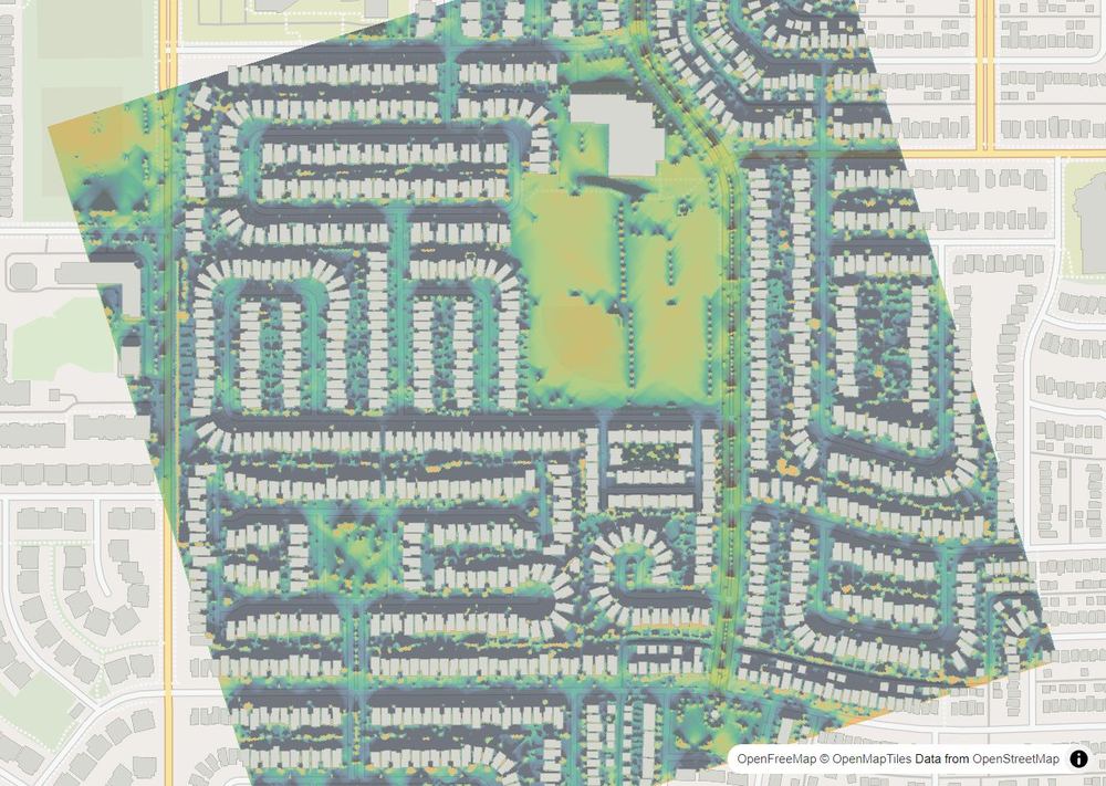 LandMood map of December sun hours in Bridlewood, Calgary, without street names