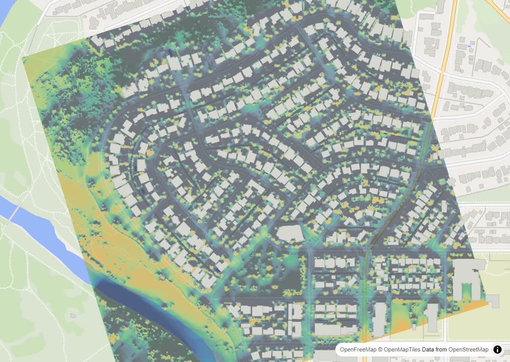 LandMood map of December sun hours in Britannia, Calgary, without street names