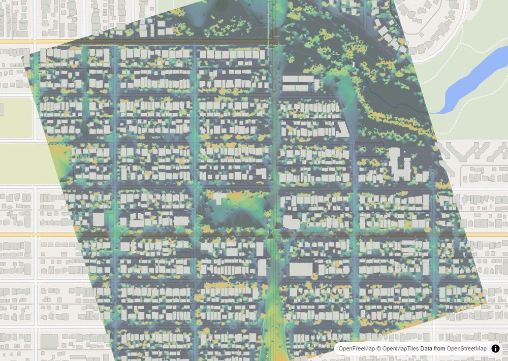 LandMood map of December sun hours in Capitol Hill, Calgary, without street names