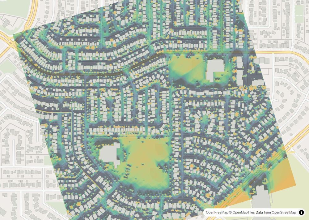LandMood map of December sun hours in Castleridge, Calgary, without street names