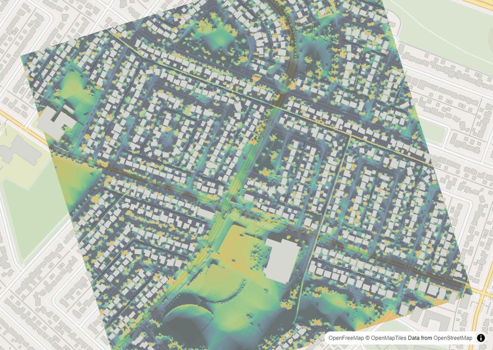 LandMood map of December sun hours in Charleswood, Calgary, without street names