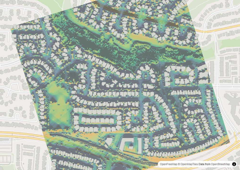 LandMood map of December sun hours in Christie Park, Calgary, without street names