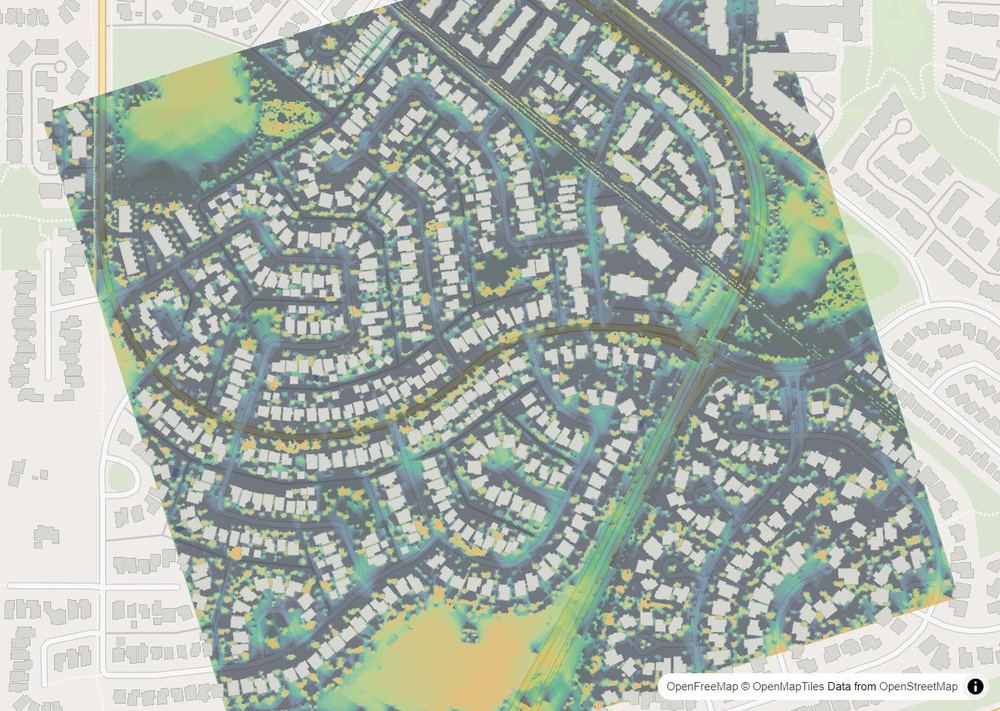 LandMood map of December sun hours in Coach Hill, Calgary, without street names