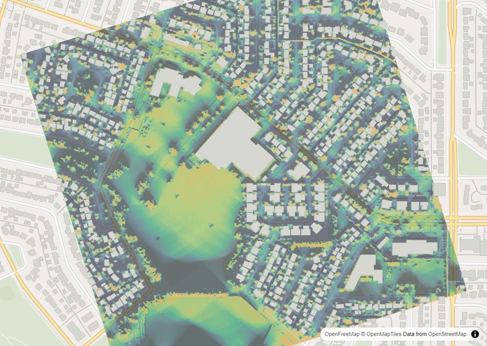 LandMood map of December sun hours in Collingwood, Calgary, without street names