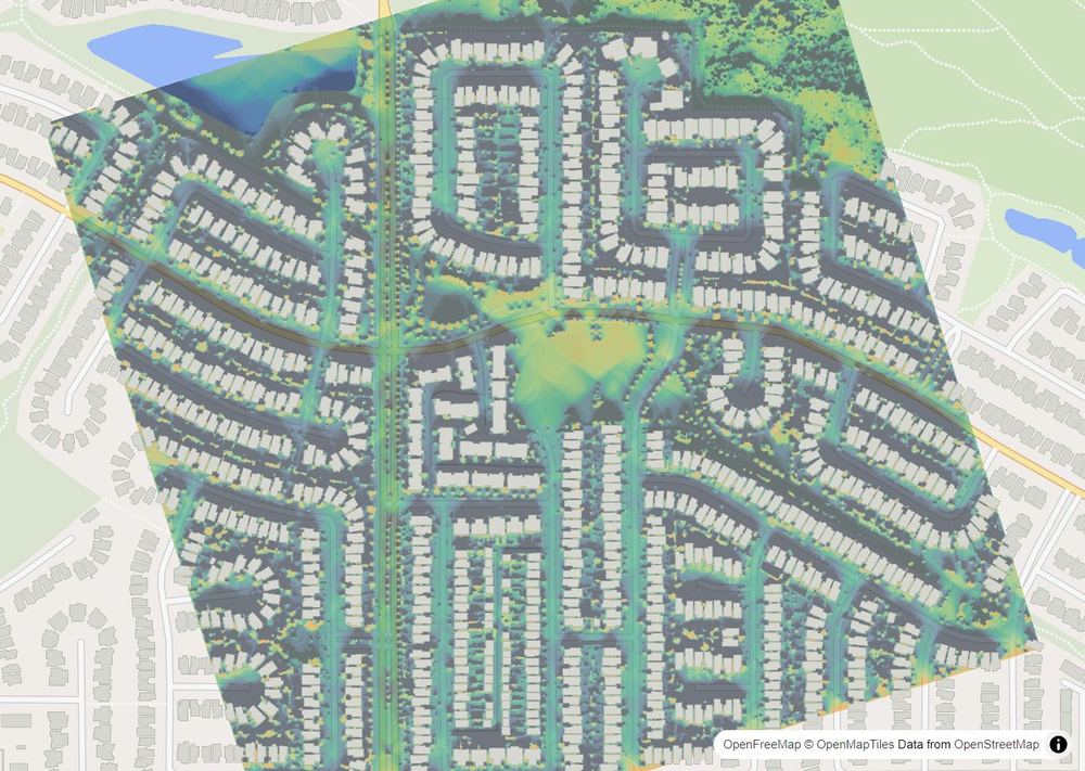 LandMood map of December sun hours in Cougar Ridge, Calgary, without street names