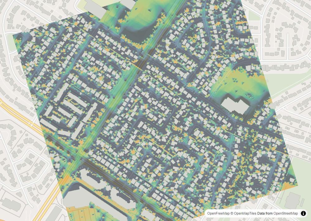 LandMood map of December sun hours in Dalhousie, Calgary, without street names
