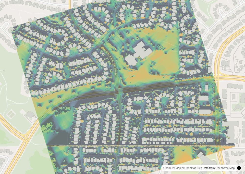 LandMood map of December sun hours in Edgemont, Calgary, without street names