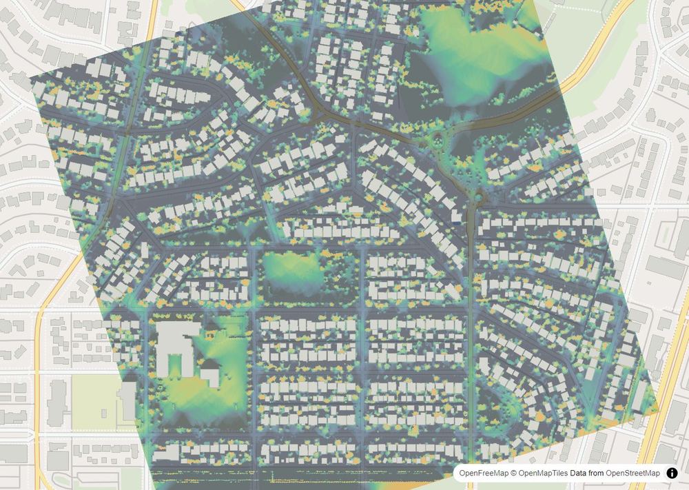 LandMood map of December sun hours in Elboya, Calgary, without street names