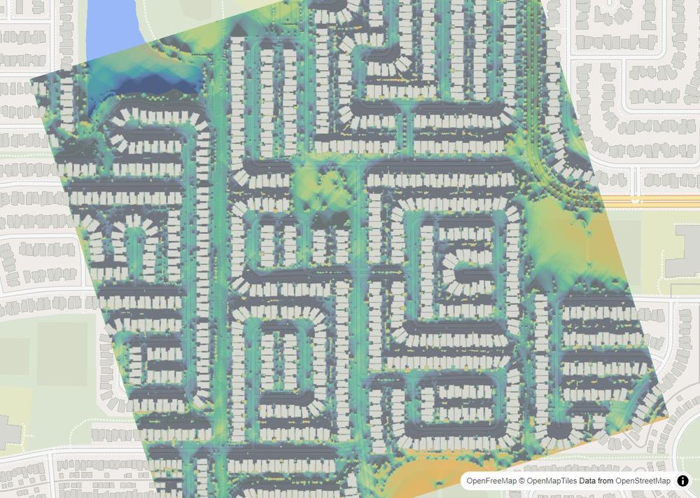 LandMood map of December sun hours in Evergreen, Calgary, without street names