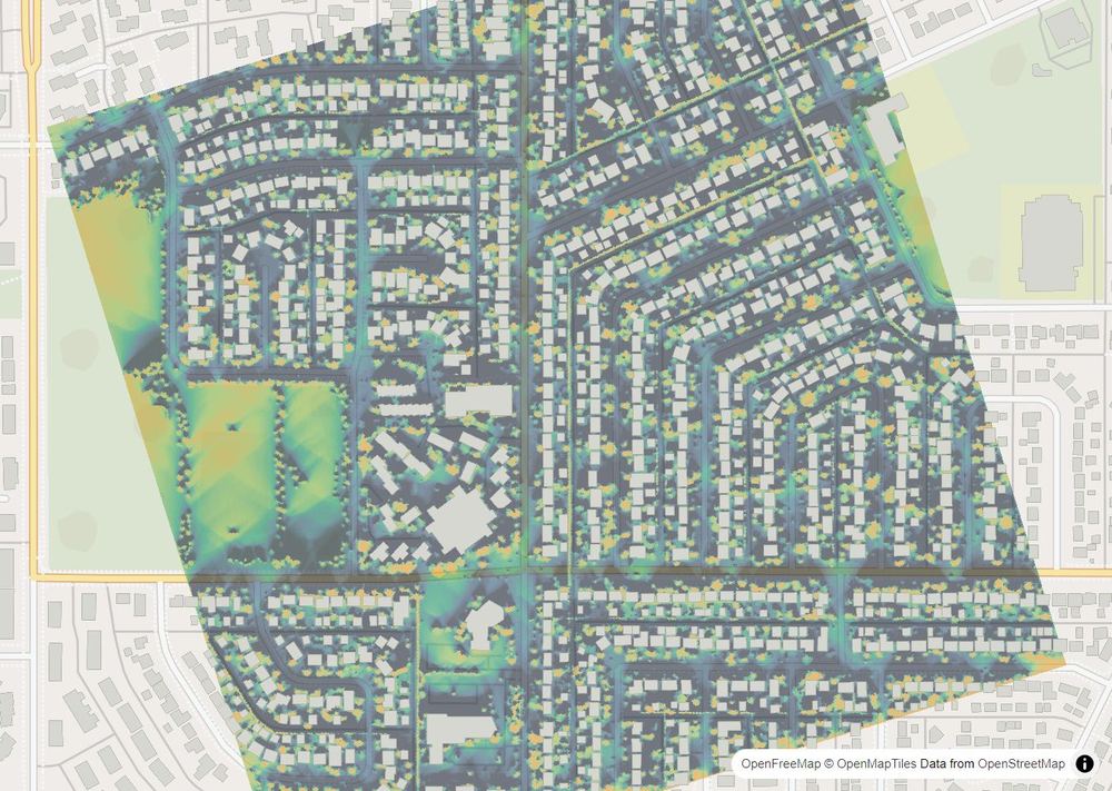 LandMood map of December sun hours in Glamorgan, Calgary, without street names