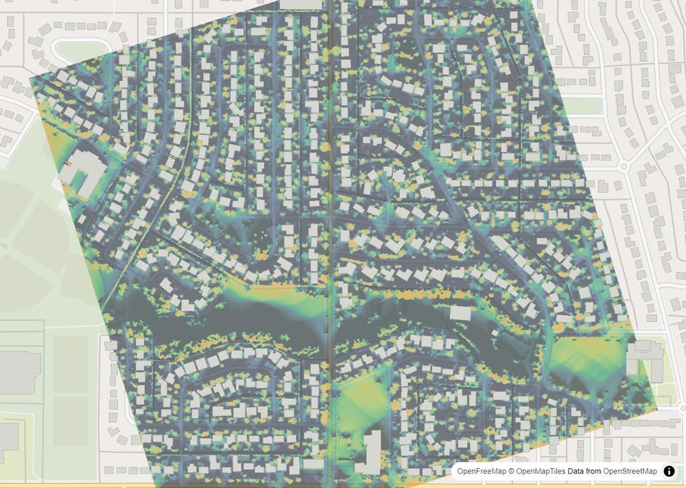 LandMood map of December sun hours in Glendale, Calgary, without street names