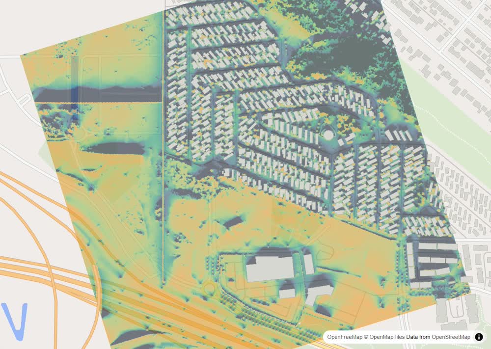LandMood map of December sun hours in Greenwood/Greenbriar, Calgary, without street names