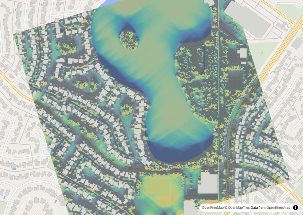 LandMood map of December sun hours in Lake Bonavista, Calgary, without street names