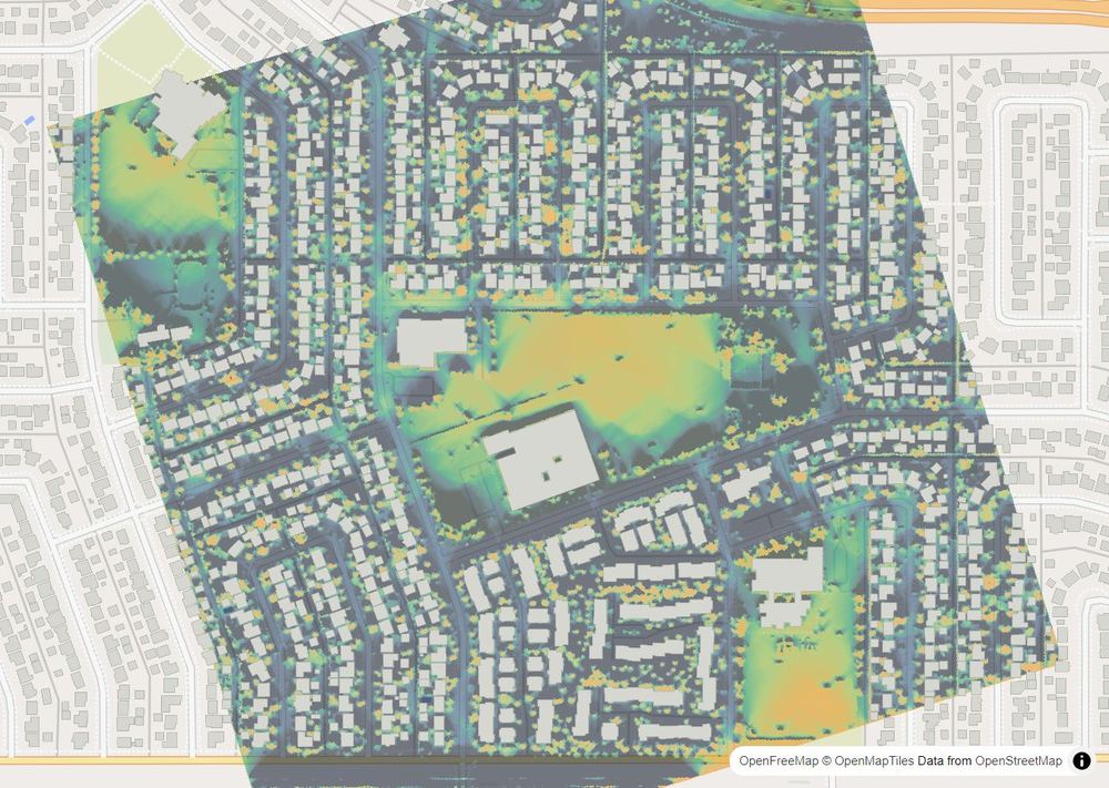 LandMood map of December sun hours in Lakeview, Calgary, without street names