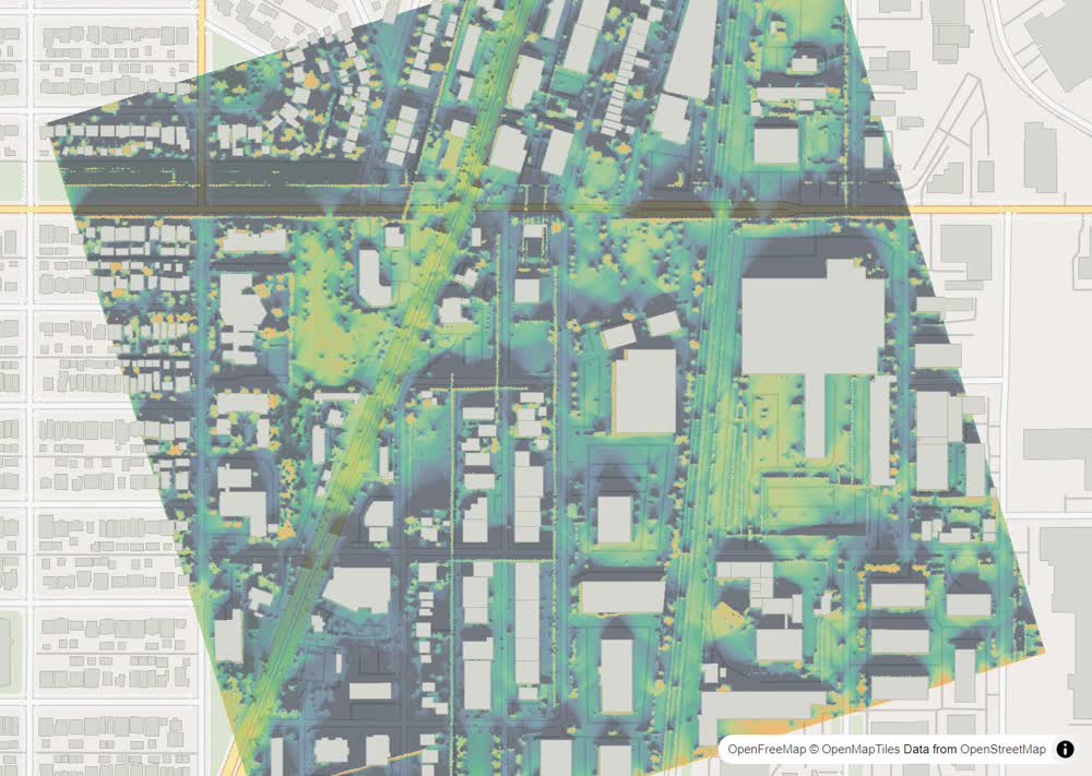 LandMood map of December sun hours in Manchester, Calgary, without street names