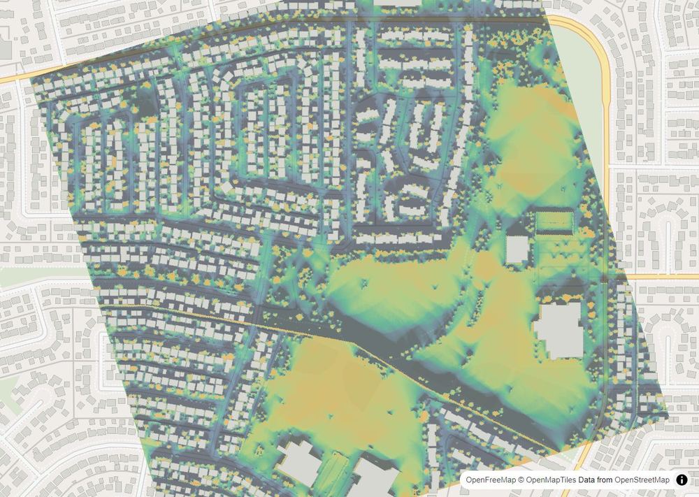 LandMood map of December sun hours in Marlborough Park, Calgary, without street names
