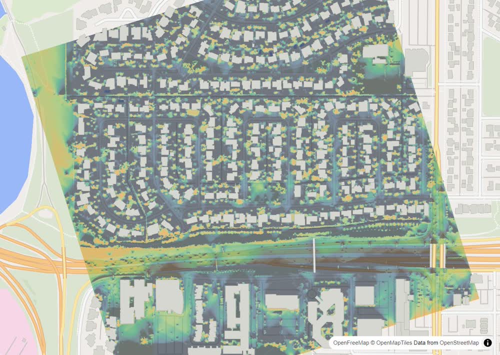 LandMood map of December sun hours in Mayfair, Calgary, without street names
