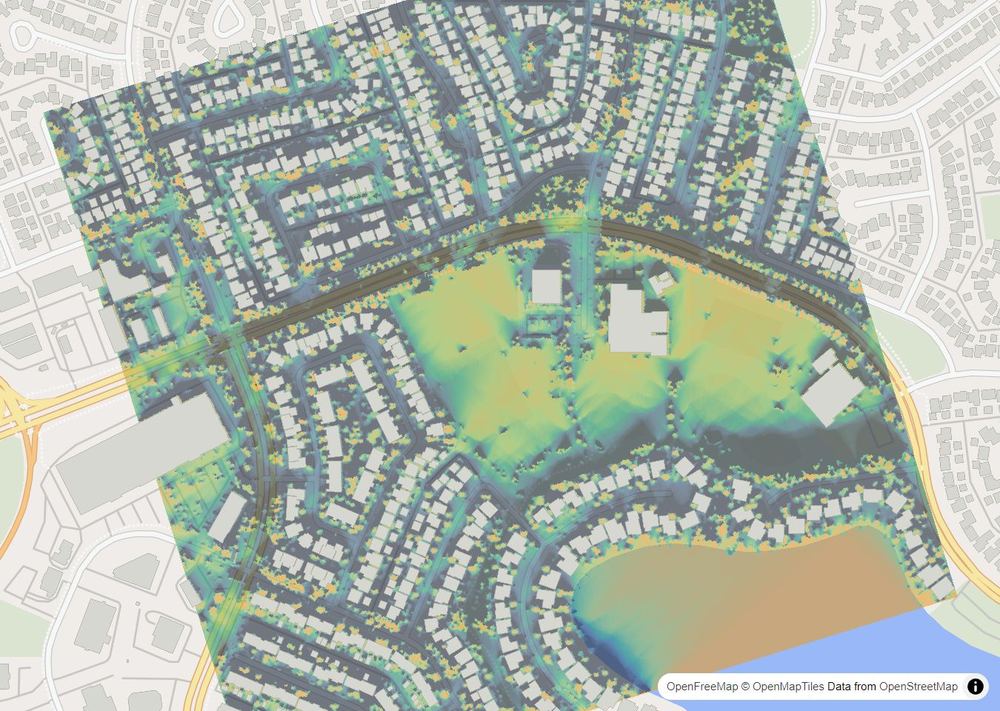 LandMood map of December sun hours in Midnapore, Calgary, without street names