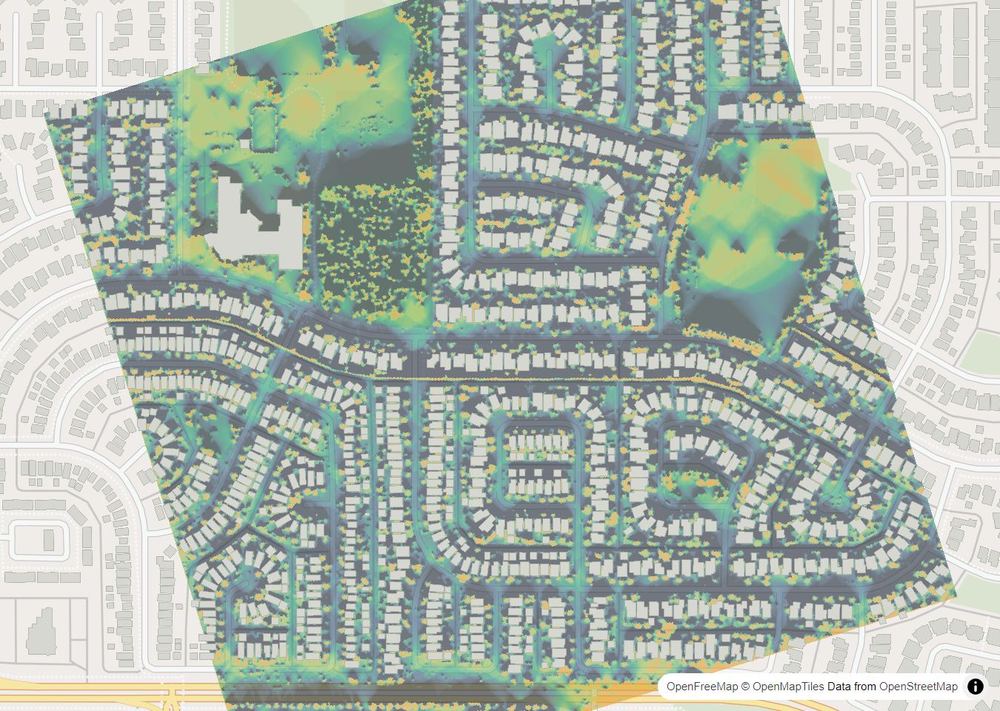 LandMood map of December sun hours in Millrise, Calgary, without street names