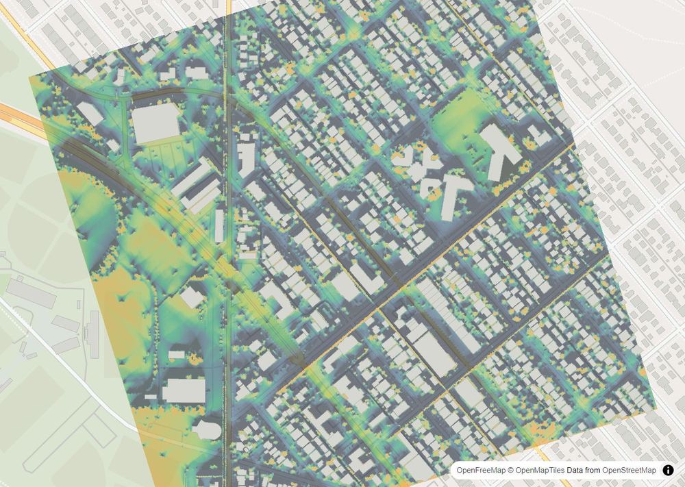 LandMood map of December sun hours in Montgomery, Calgary, without street names
