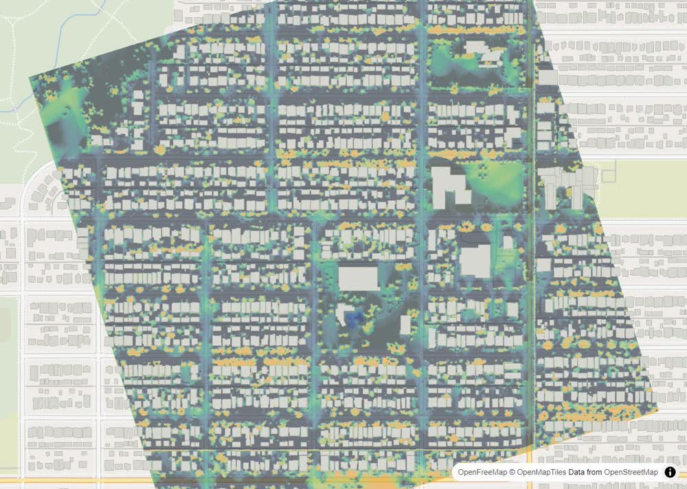 LandMood map of December sun hours in Mount Pleasant, Calgary, without street names