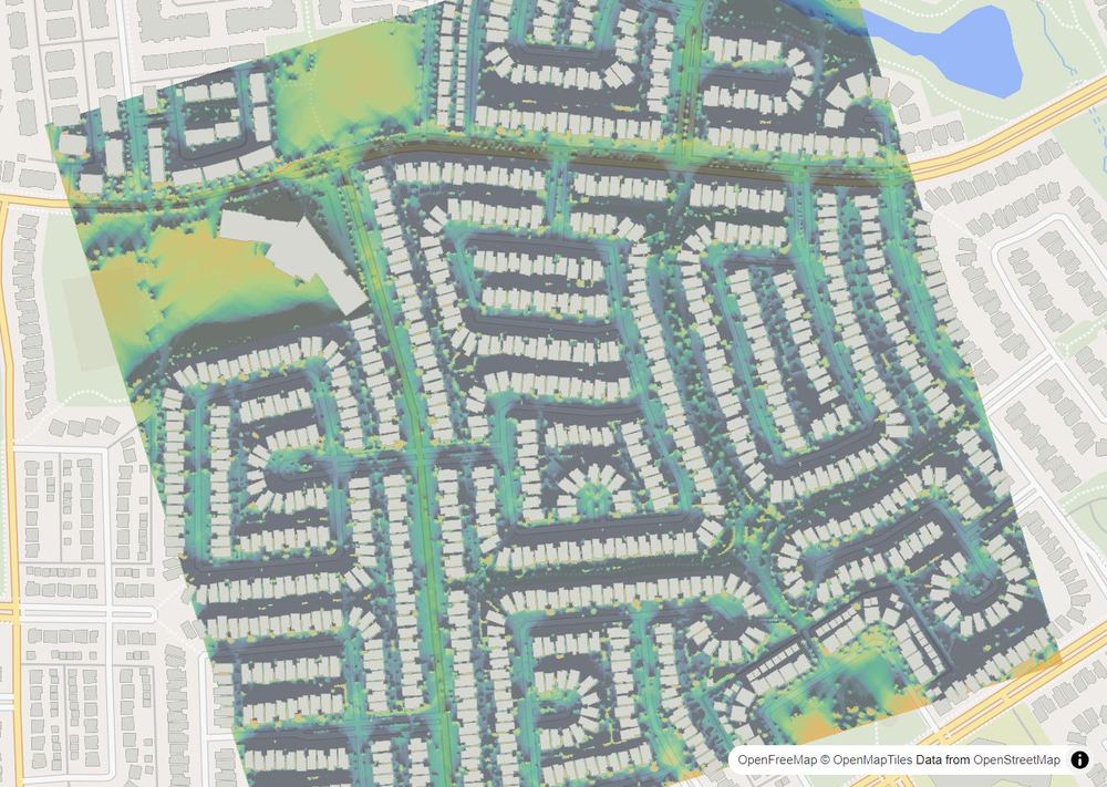 LandMood map of December sun hours in Panorama Hills, Calgary, without street names