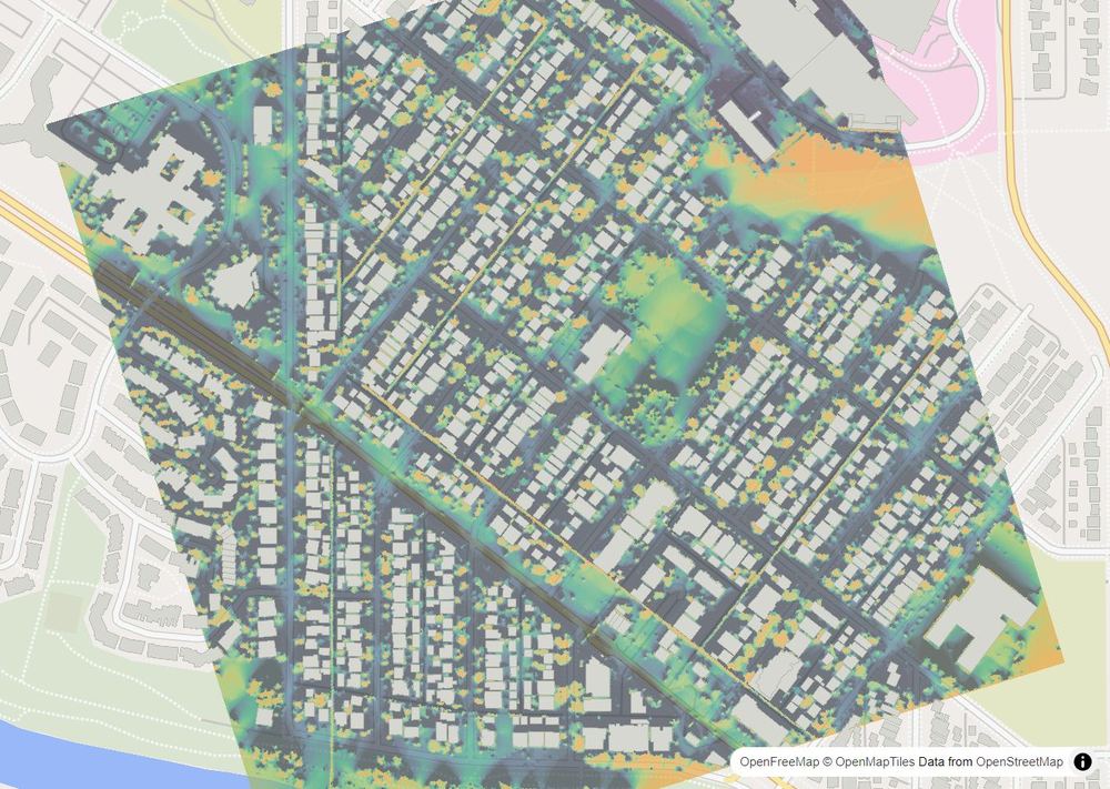 LandMood map of December sun hours in Parkdale, Calgary, without street names