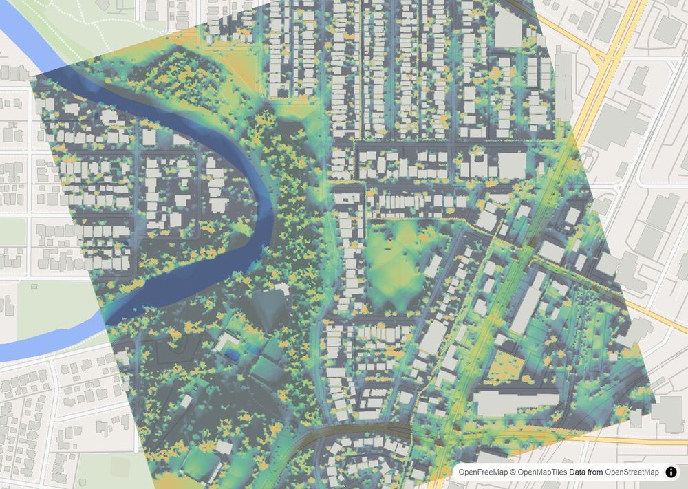 LandMood map of December sun hours in Parkhill, Calgary, without street names