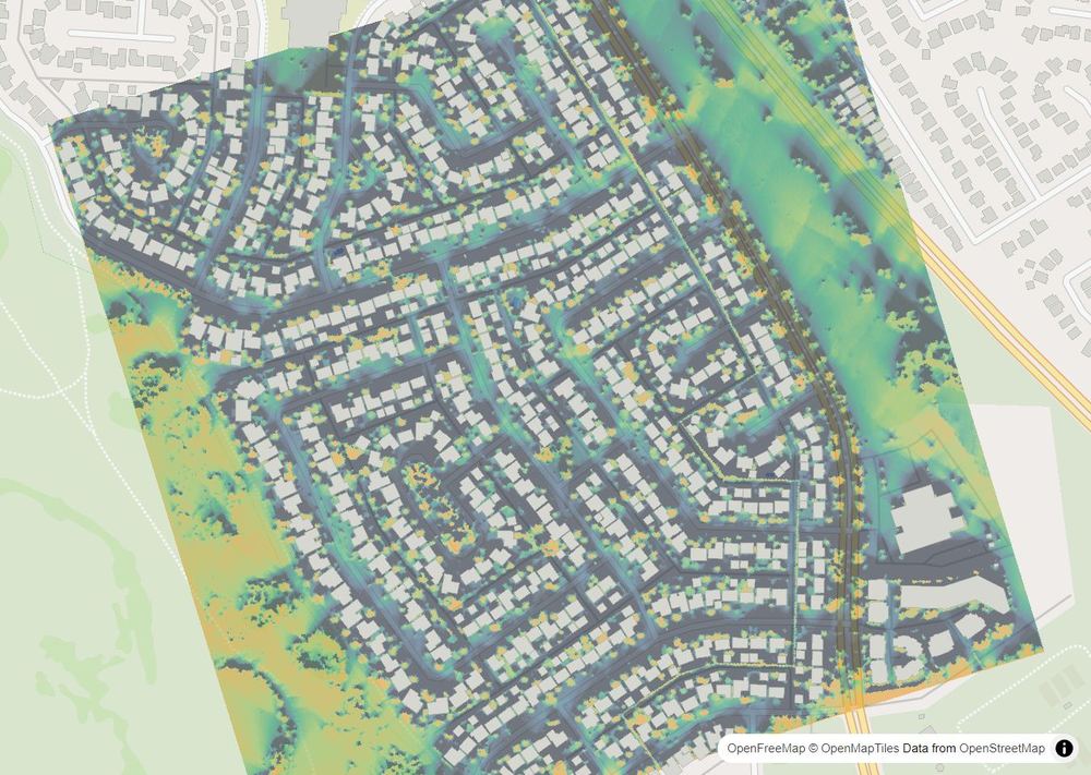 LandMood map of December sun hours in Parkland, Calgary, without street names