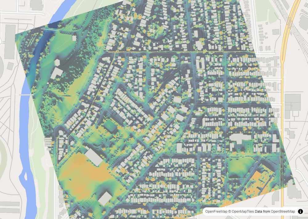 LandMood map of December sun hours in Ramsay, Calgary, without street names