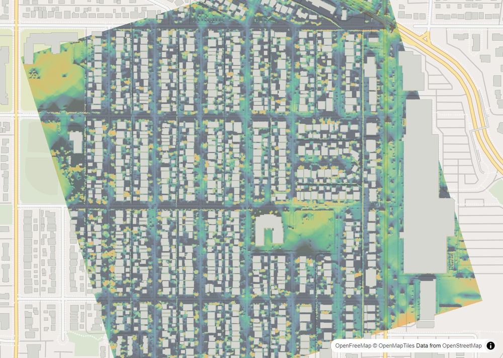 LandMood map of December sun hours in Rosscarrock, Calgary, without street names