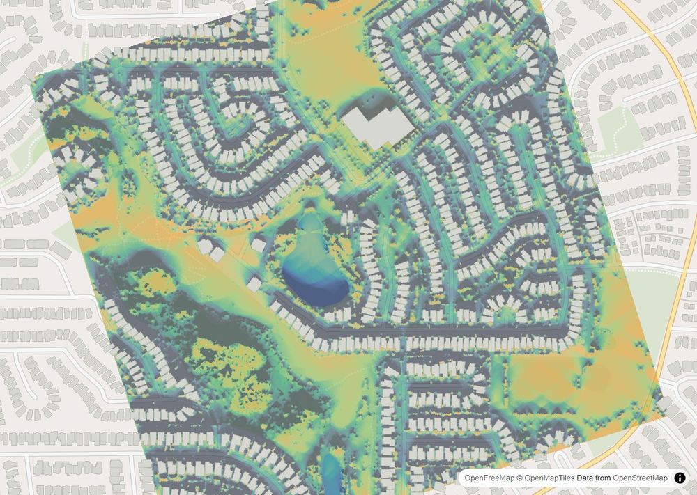 LandMood map of December sun hours in Royal Oak, Calgary, without street names