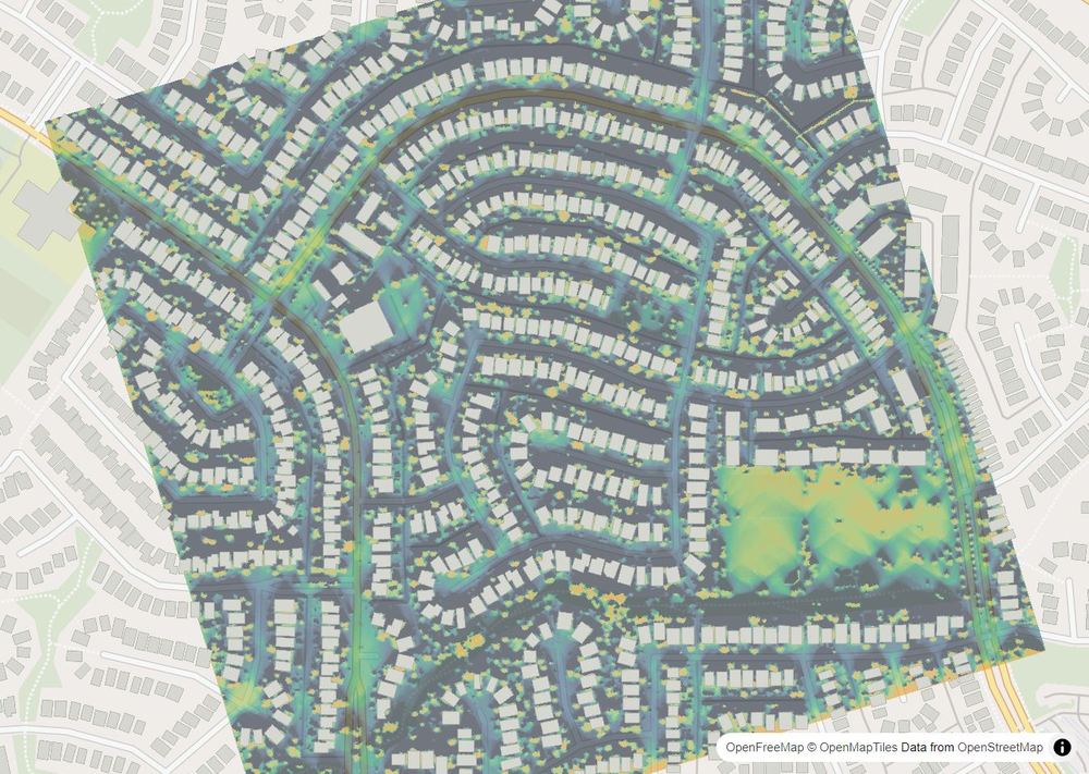 LandMood map of December sun hours in Sandstone Valley, Calgary, without street names