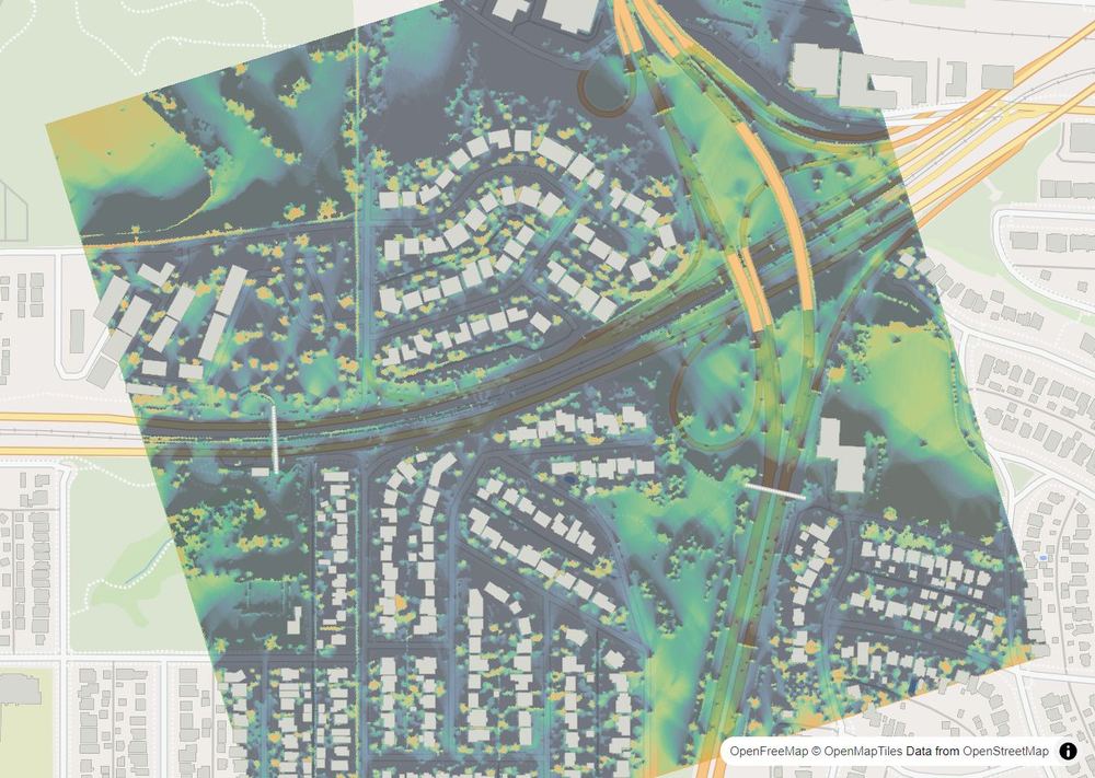 LandMood map of December sun hours in Scarboro/Sunalta West, Calgary, without street names