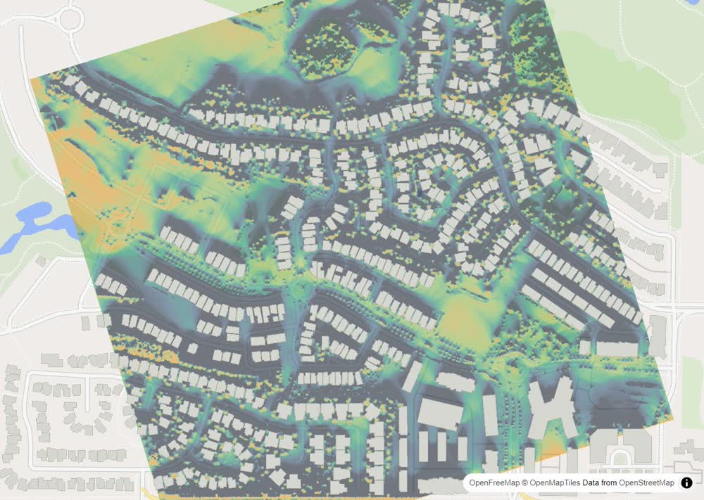 LandMood map of December sun hours in Shawnee Slopes, Calgary, without street names