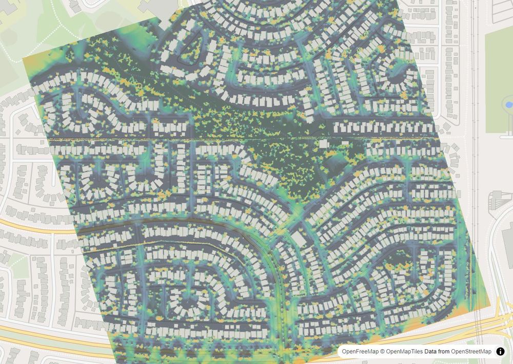 LandMood map of December sun hours in Shawnessy, Calgary, without street names