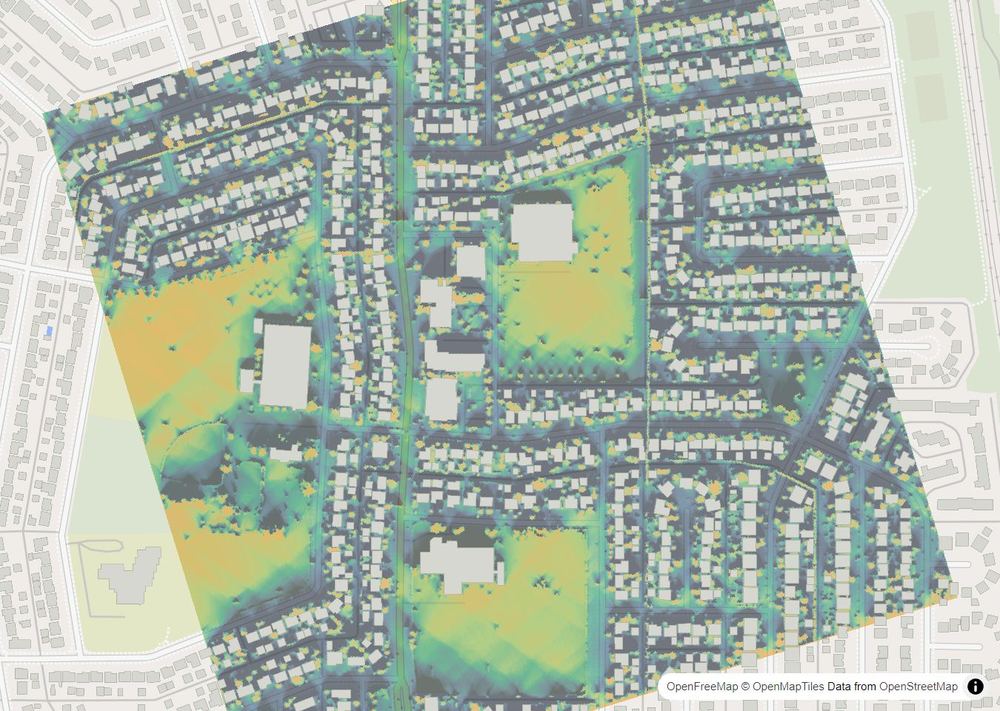 LandMood map of December sun hours in Southwood, Calgary, without street names