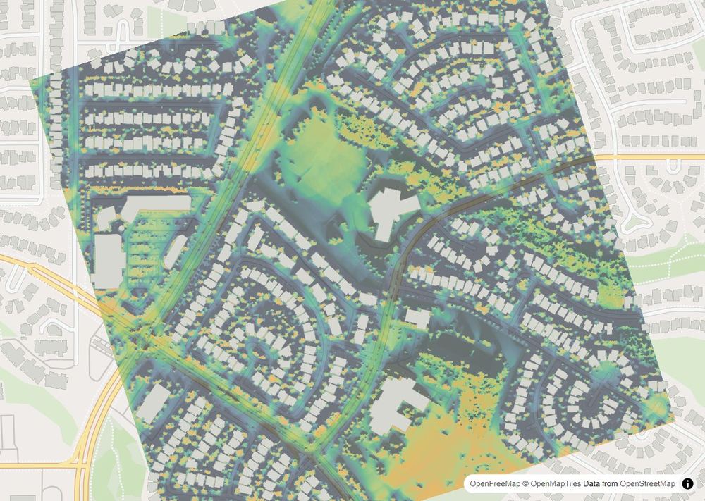 LandMood map of December sun hours in Strathcona Park, Calgary, without street names