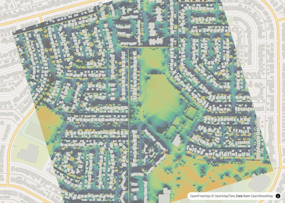 LandMood map of December sun hours in Temple, Calgary, without street names