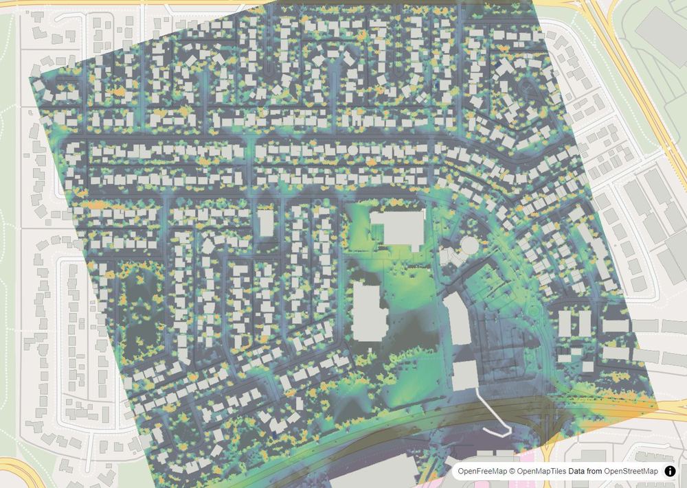 LandMood map of December sun hours in University Heights, Calgary, without street names