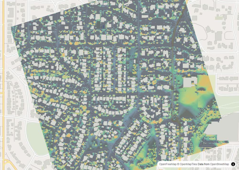 LandMood map of December sun hours in Upper Mount Royal, Calgary, without street names