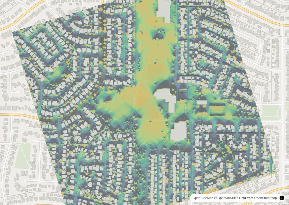 LandMood map of December sun hours in Whitehorn, Calgary, without street names