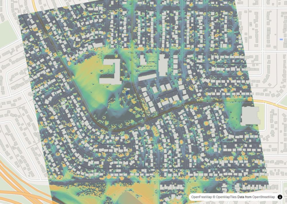 LandMood map of December sun hours in Avalon, Saskatoon, without street names