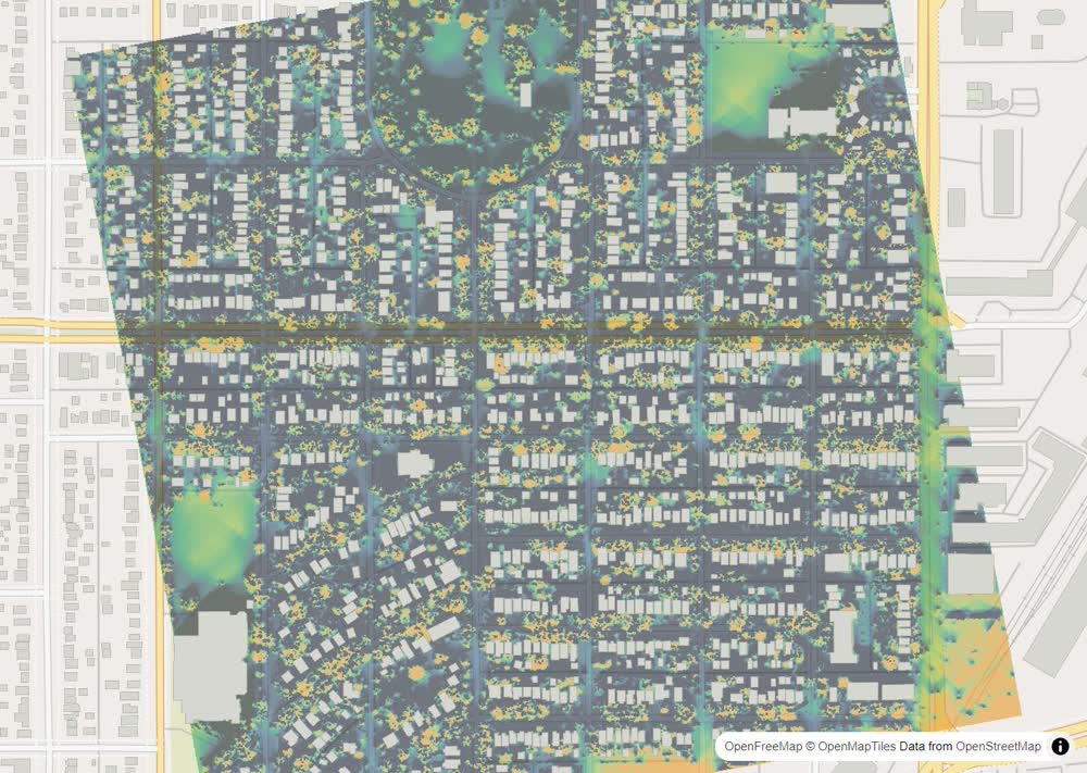 LandMood map of December sun hours in Caswell Hill, Saskatoon, without street names